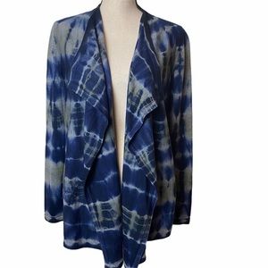 Tie Dyed Open Front Cardigan 100% Extra Fine Wool